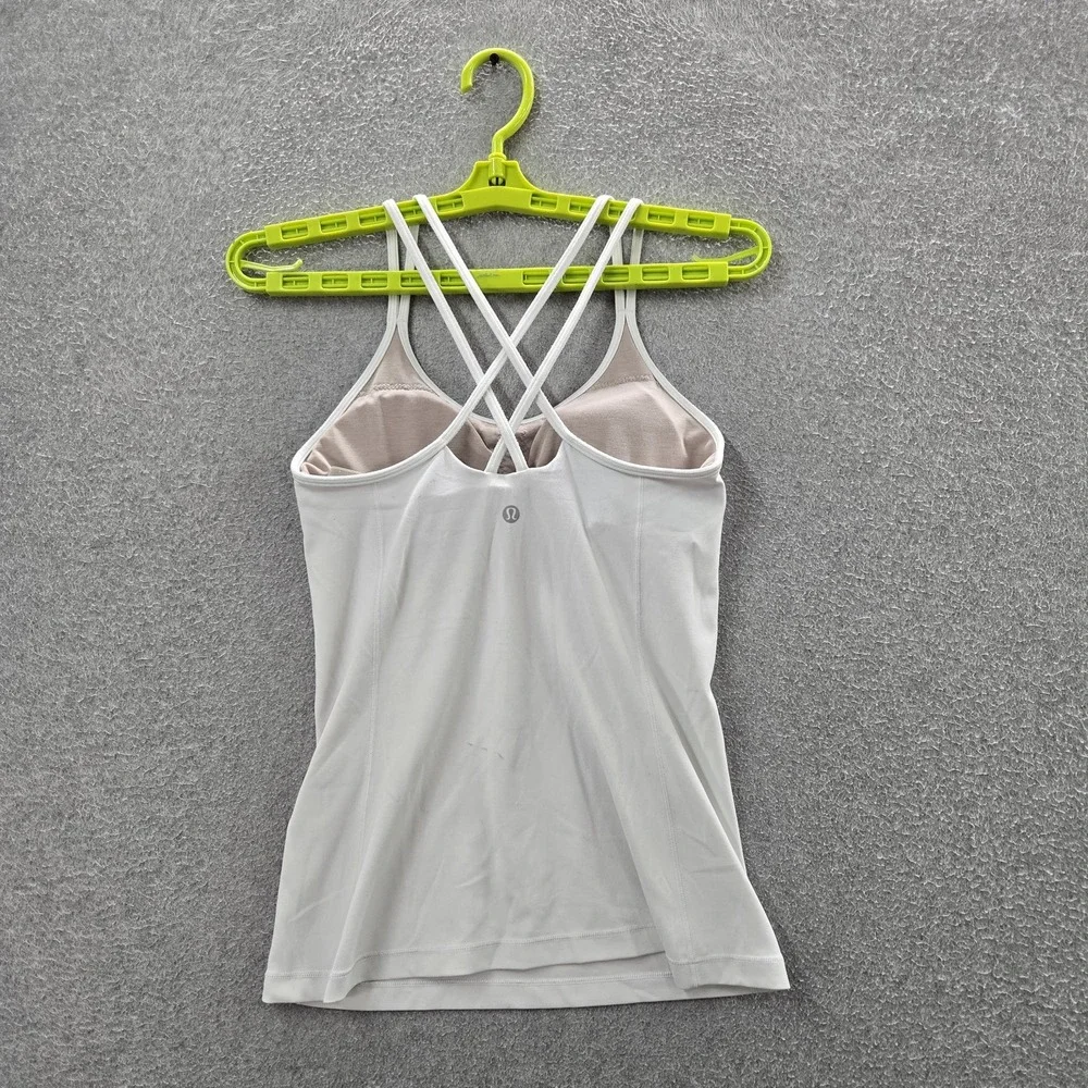 Lululemon Women Tank Top 4 White Activewear Strap Free To Be READ